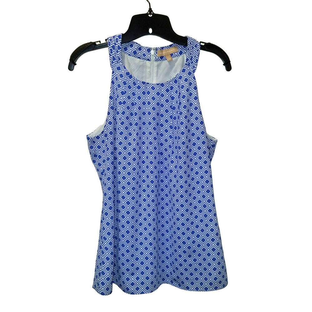 Banana Republic Women's Sleeveless Blue White Geo Print Top Size 10